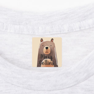 Watercolor brown teddy Clothing Label