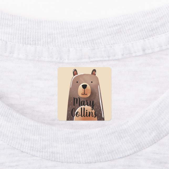 Watercolor brown teddy Clothing Label (Affixed)