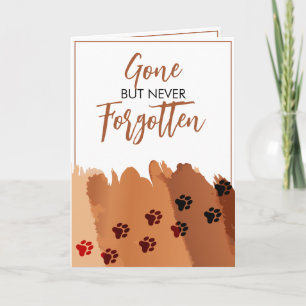 Watercolor Brown & White Paw Print Pet Sympathy Card