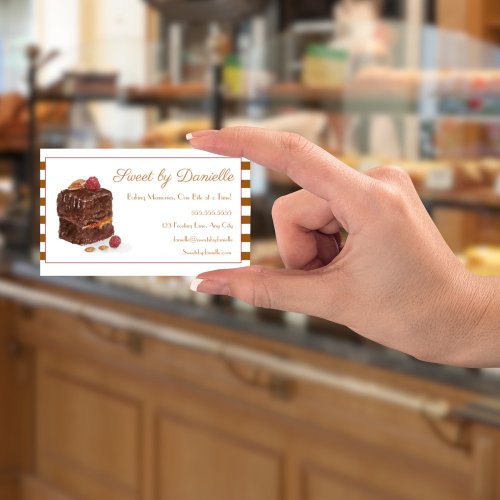 Watercolor Brownie Bakery Sweets Business Card
