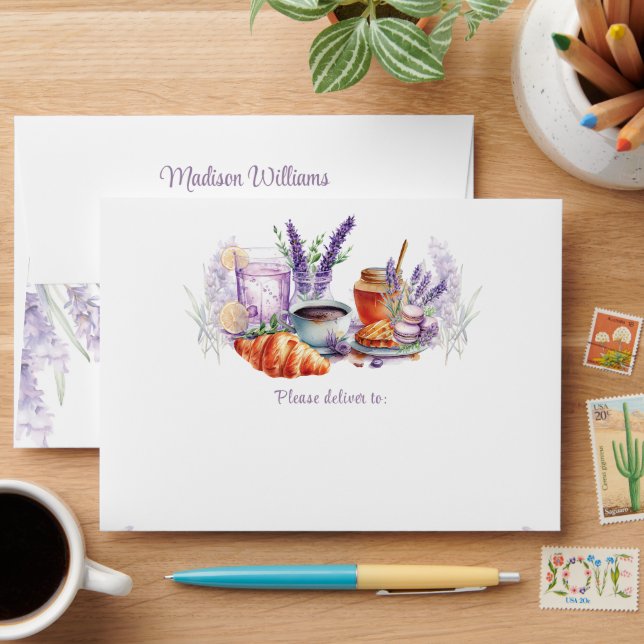 Watercolor Brunch Birthday Personalized Envelope (Desk)