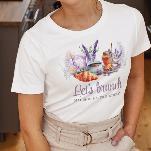 Watercolor Brunch Birthday Personalized T-Shirt (Creator Uploaded)