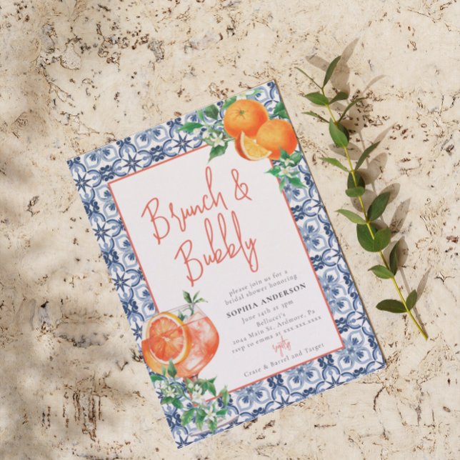 Watercolor Brunch Spritz Bridal Shower Invitation (Creator Uploaded)