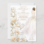 Watercolor Brunette Bride Magnolia Bridal Shower Invitation (Front)