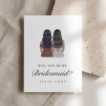 Watercolor Brunette Bridesmaid Proposal Postcard