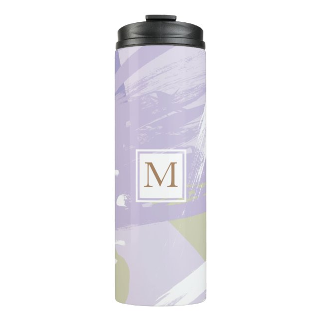 Watercolor Brush Stroke Monogram Thermal Tumbler (Front)