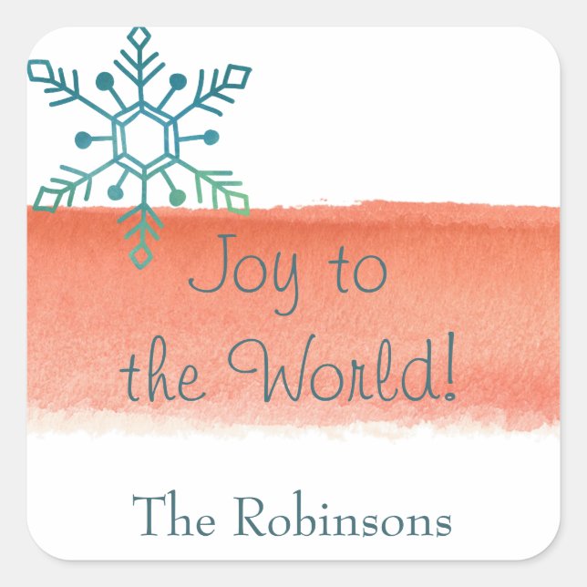 Watercolor Brush stroke Peach Color Square Sticker (Front)