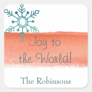 Watercolor Brush stroke Peach Color Square Sticker