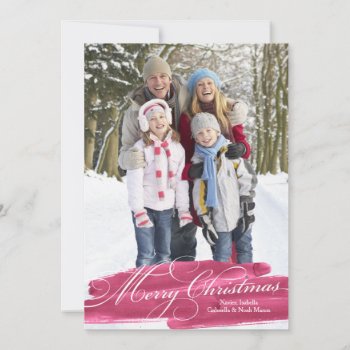 Watercolor Brush Stroke | Red Holiday Card by PinkMoonPaperie at Zazzle