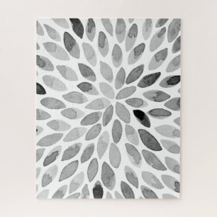 Watercolor brush strokes – black and white jigsaw puzzle