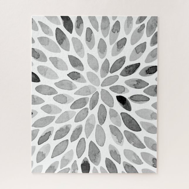 Watercolor brush strokes – black and white jigsaw puzzle (Vertical)