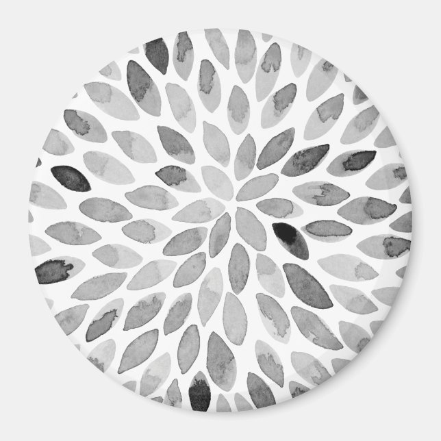 Watercolor brush strokes – black and white magnet (Front)