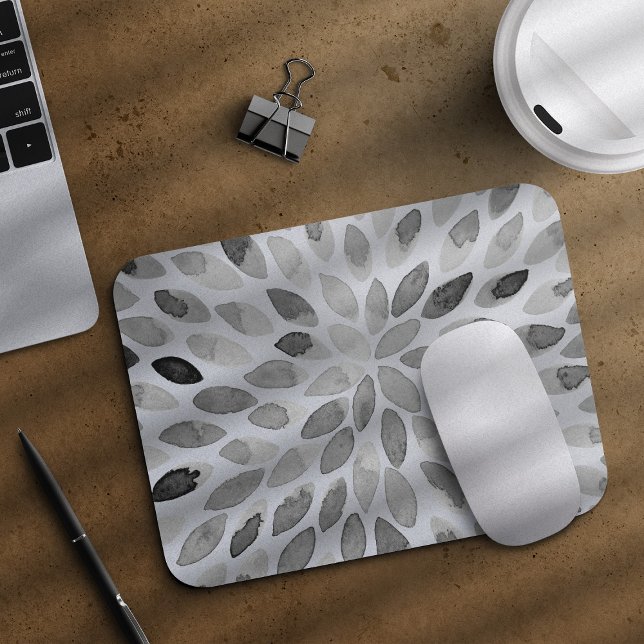 Watercolor brush strokes – black and white mouse pad (Creator Uploaded)