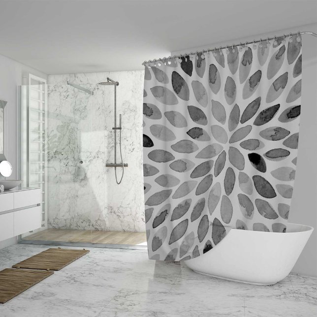 Watercolor brush strokes – black and white shower curtain (Creator Uploaded)