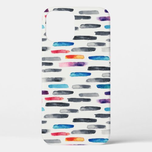 Watercolor brush strokes colorful seamless patter iPhone 12 case