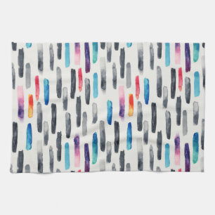 Watercolor brush strokes, colorful seamless patter kitchen towel