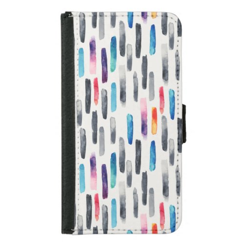 Watercolor brush strokes colorful seamless patter samsung galaxy s5 wallet case