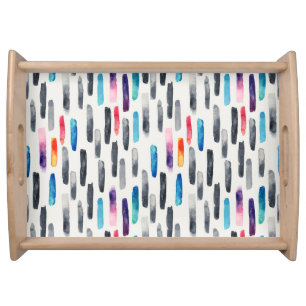 Watercolor brush strokes, colorful seamless patter serving tray