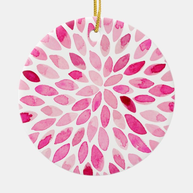 Watercolor brush strokes – pink palette ceramic ornament (Front)
