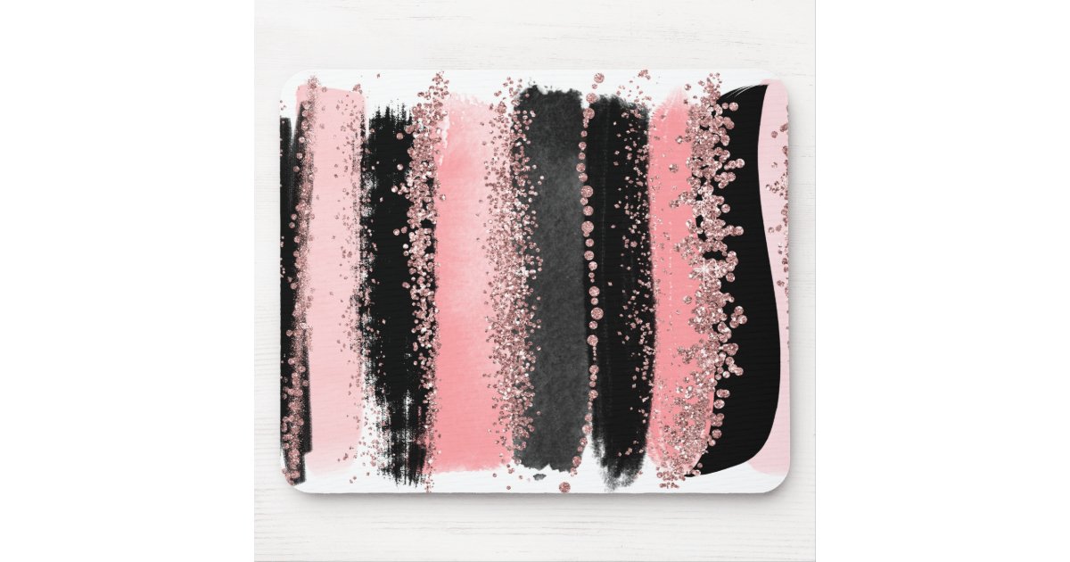 Watercolor Brush Strokes Rose Gold Faux Glitter Mouse Pad | Zazzle