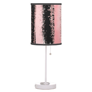 Watercolor Brush Strokes Rose Gold Faux Glitter Table Lamp