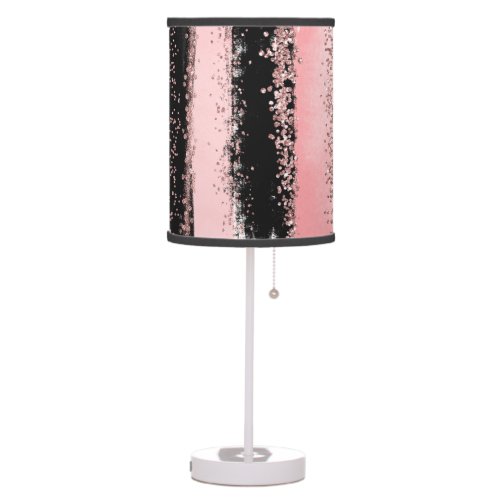 Watercolor Brush Strokes Rose Gold Faux Glitter Table Lamp