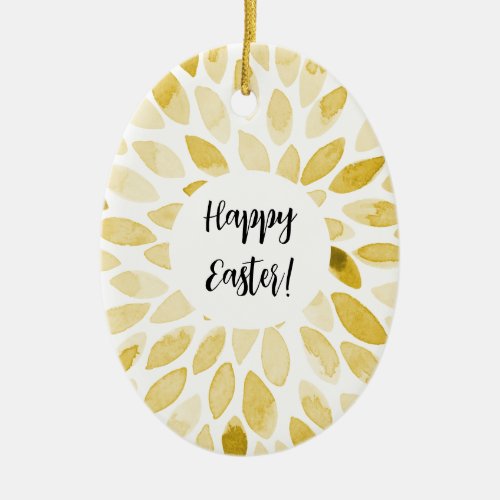 Watercolor brush strokes _ yellow Easter Ceramic Ornament