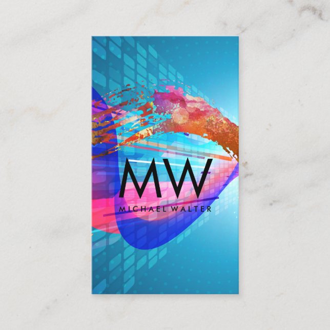 Watercolor Brushed Futuristic Background Business Card (Front)