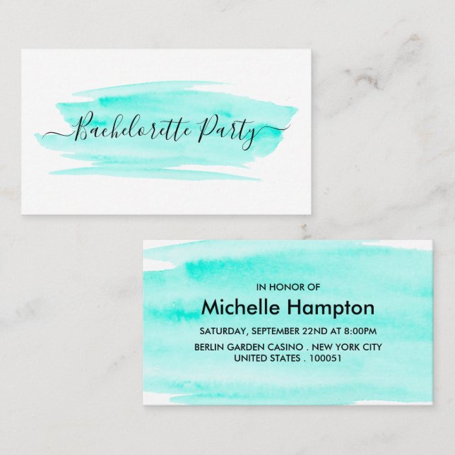 Watercolor Brushstroke Bachelorette Party Ticket (Front/Back)