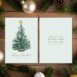 Watercolor Brushstroke Christmas Tree Non-Photo  Holiday Card