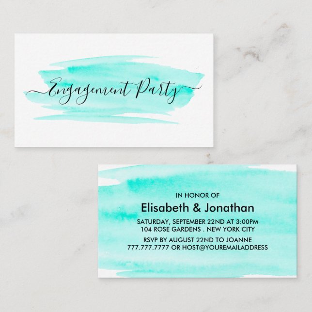 Watercolor Brushstroke Engagement Party Ticket (Front/Back)
