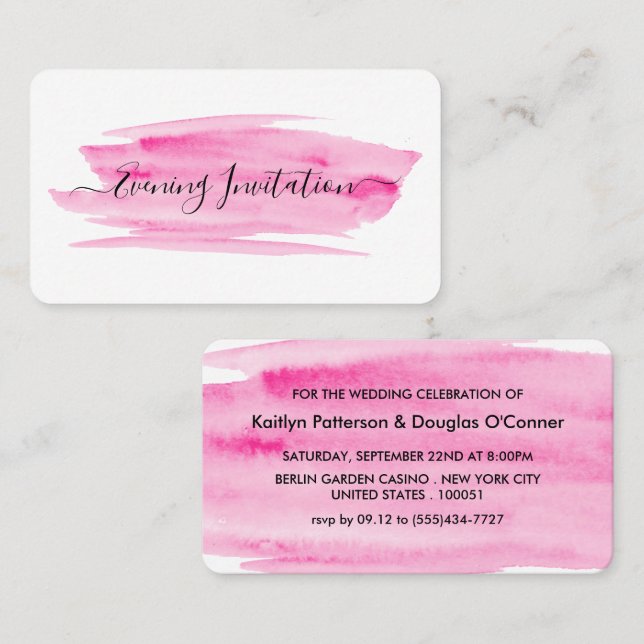 Watercolor Brushstroke Evening Event Ticket Invite (Front/Back)