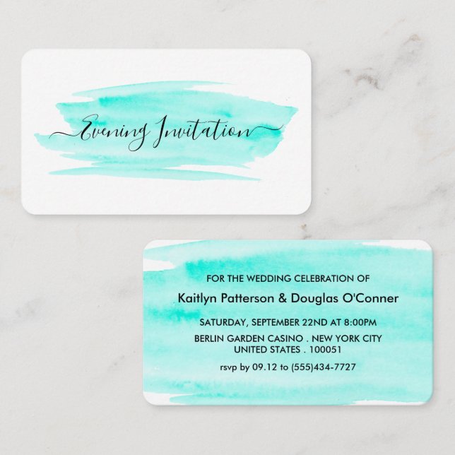 Watercolor Brushstroke Evening Event Ticket Invite (Front/Back)