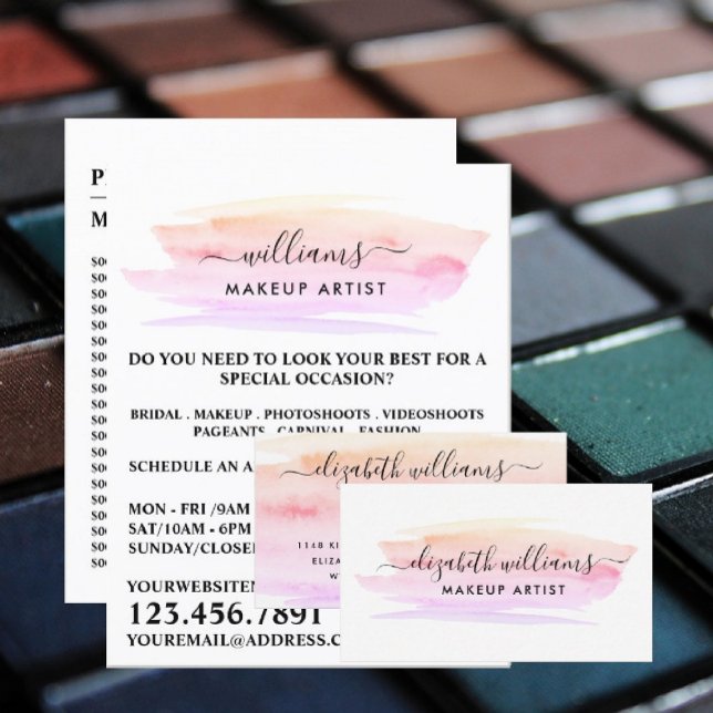 Watercolor Brushstroke, Make-up Artist Advertising Flyer (Creator Uploaded)
