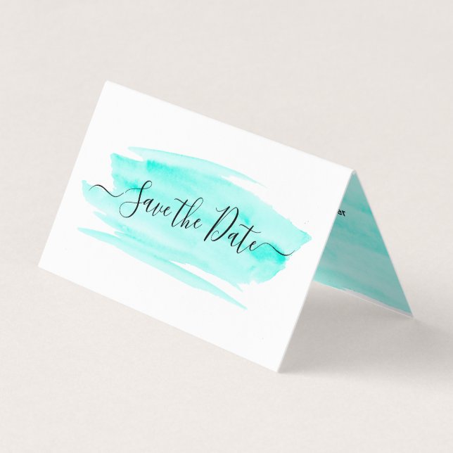 Watercolor Brushstroke Photo Save The Date Card (Front)