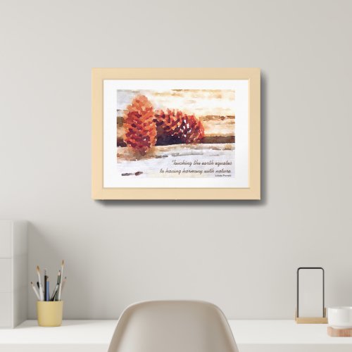 Watercolor Brushstroke Pine Cones Digital Art Framed Art