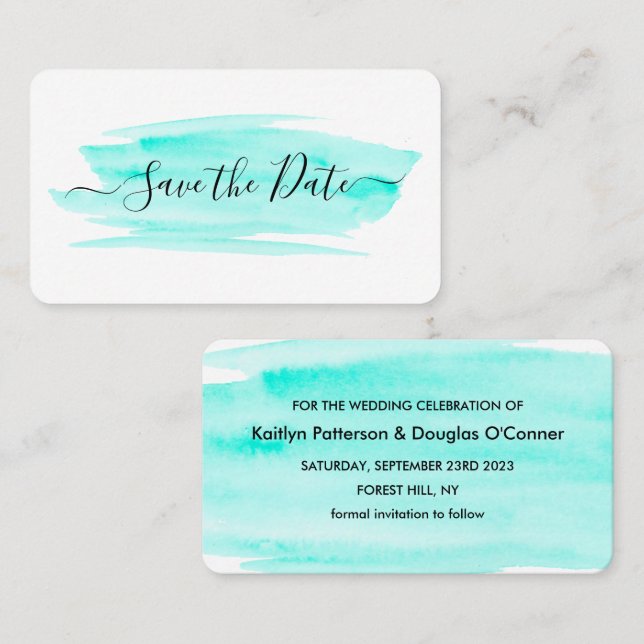 Watercolor Brushstroke Save The Date Card (Front/Back)