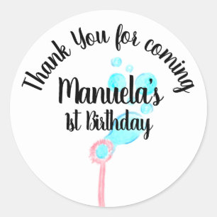 Watercolor Bubble Wand Pop Pop Pop Birthday Classic Round Sticker