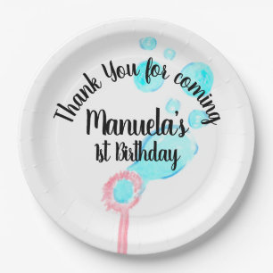 Watercolor Bubble Wand Pop Pop Pop Birthday    Paper Plates