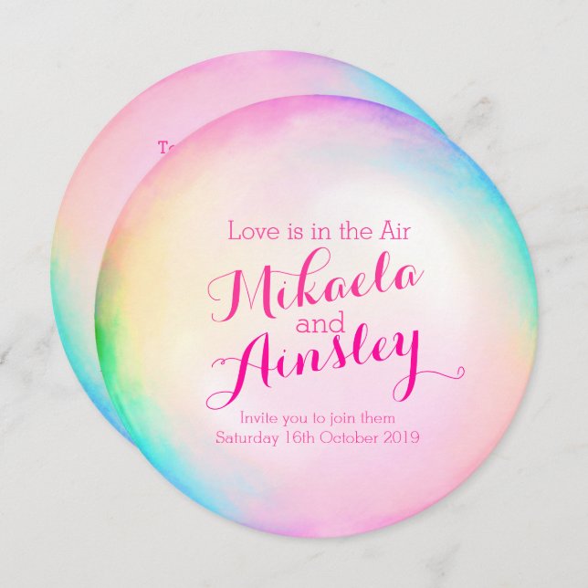 Watercolor bubble wedding invite (Front/Back)