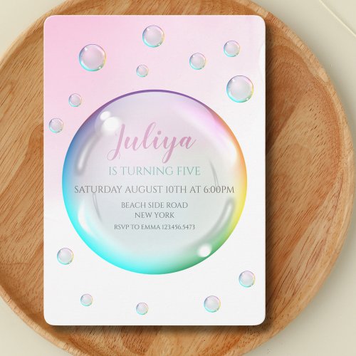 Watercolor bubbles Birthday Invitation