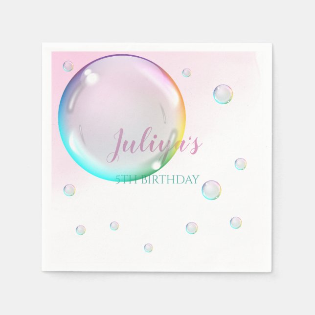 Watercolor bubbles Birthday Napkins (Front)