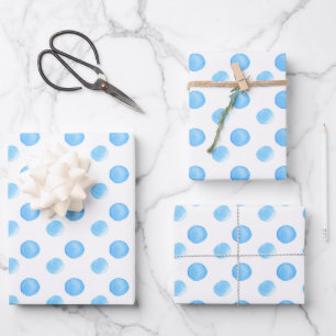 Watercolor  Bubbles Blue Hand Painted Pattern Wrapping Paper Sheets