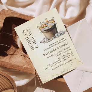 Watercolor Bubbles & Brews Couples Bridal Shower Invitation