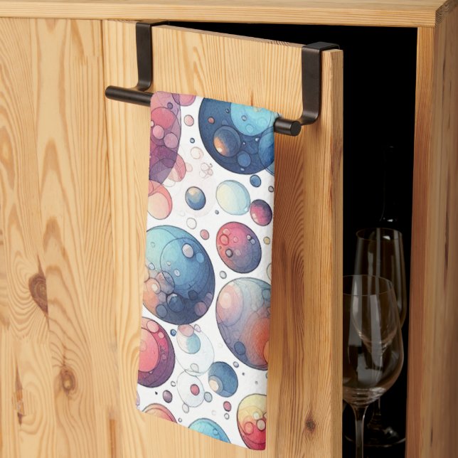 Watercolor Bubbles Kitchen Towel (Thirds Fold)