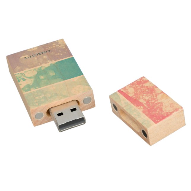 Watercolor Bubbles Monogram Flash Drive (Angled)