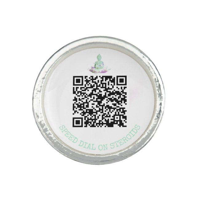 *~* Watercolor Buddha  AP33 QR code  Ring (Front)