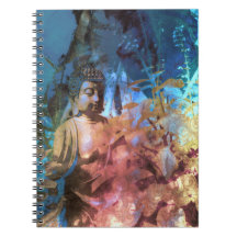 Watercolor Buddha Blue Topaz Spiral Photo Notebook