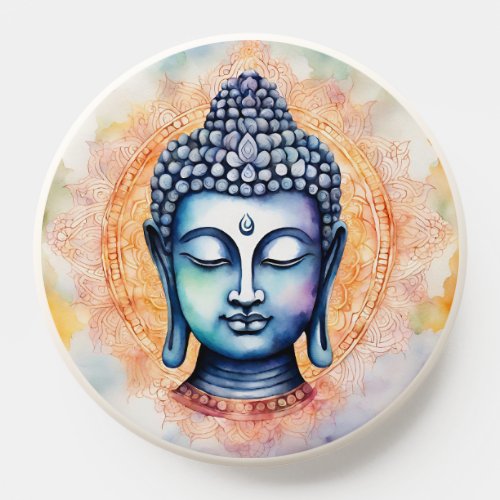 Watercolor Buddha Face with Mandala PopSocket
