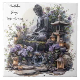 Watercolor Buddha Inner Harmony Ceramic Tile